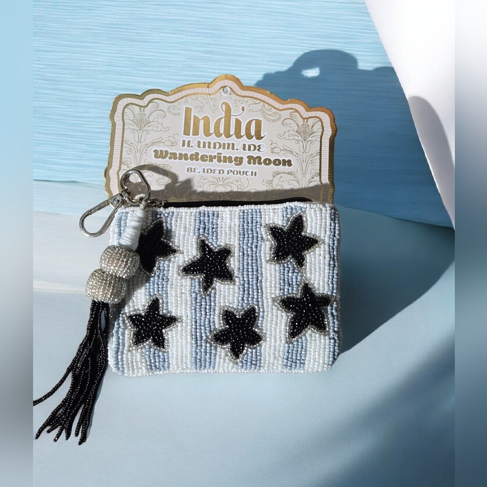 Wandering Moon India Hand Made Beaded Star Pouch - Picture 2 of 3